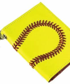 Leather Softball ID Holder & Keychain