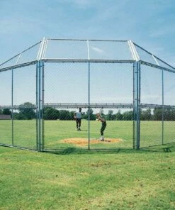 10'x10', w/ Full Hood Permanent Baseball/Softball Backstop, BSCL10HW